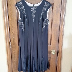 R & M Collection Black Lace Panel A-Line Dress